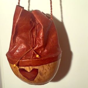 Handmade Leather Tropical coconut shell purse